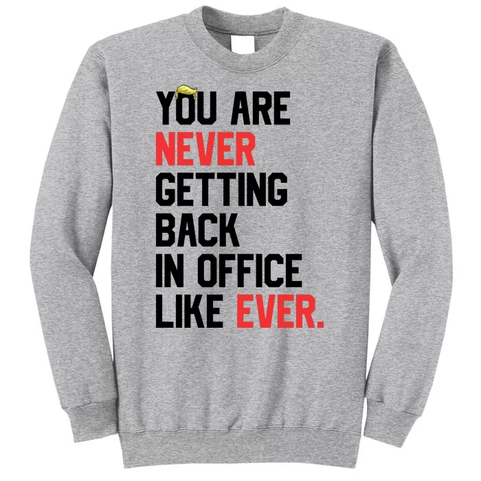 Funny Nope Not Again Trump 2024 Never Back Office Ever Tall Sweatshirt