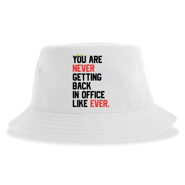 Funny Nope Not Again Trump 2024 Never Back Office Ever Sustainable Bucket Hat