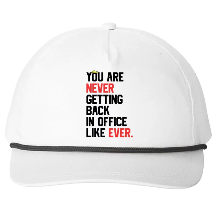 Funny Nope Not Again Trump 2024 Never Back Office Ever Snapback Five-Panel Rope Hat