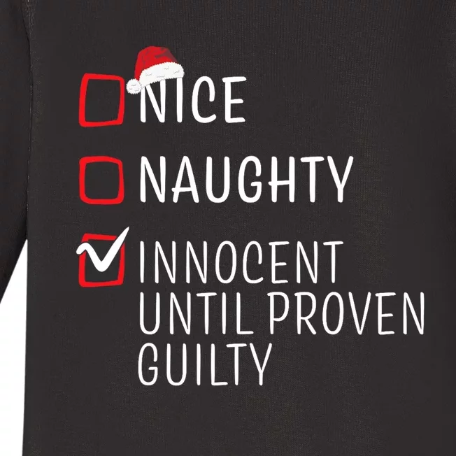 Funny Naughty Nice Christmas Family Pajama Baby Long Sleeve Bodysuit