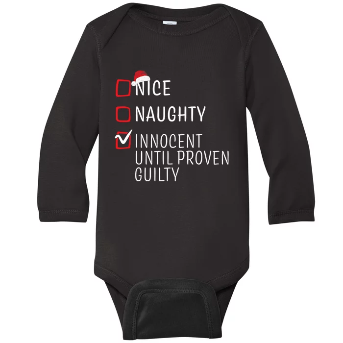 Funny Naughty Nice Christmas Family Pajama Baby Long Sleeve Bodysuit