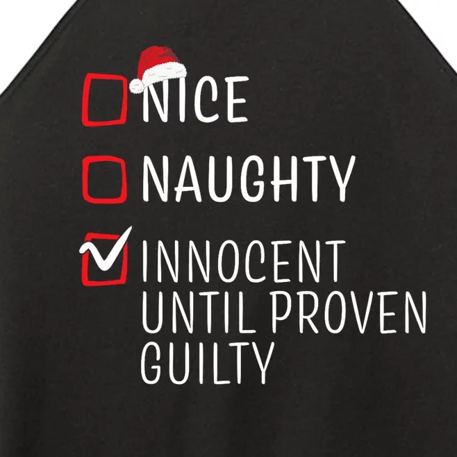 Funny Naughty Nice Christmas Family Pajama Women’s Perfect Tri Rocker Tank