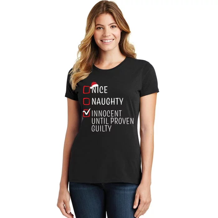 Funny Naughty Nice Christmas Family Pajama Women's T-Shirt