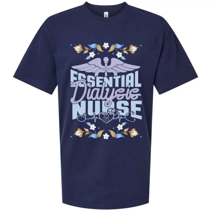 Floral Nephrology Nurse With Quote Essential Dialysis Nurse Gift Sueded Cloud Jersey T-Shirt