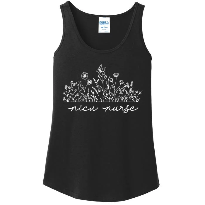 Floral NICU Nurse Ladies Essential Tank