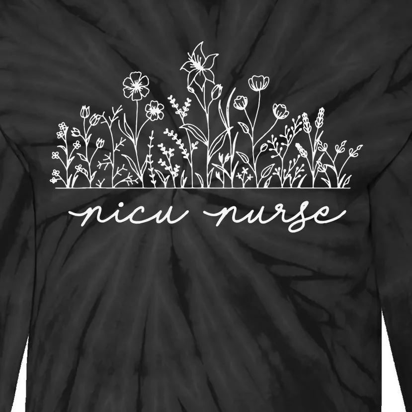 Floral NICU Nurse Tie-Dye Long Sleeve Shirt