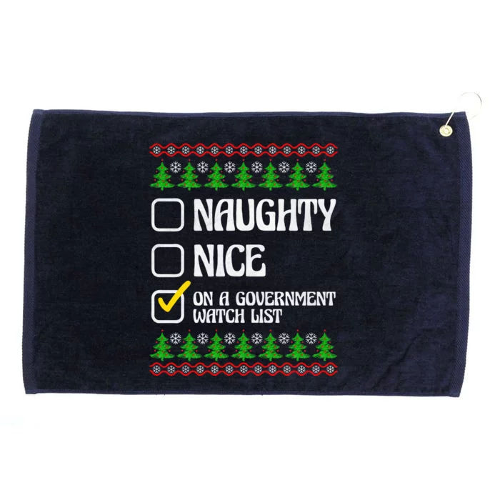 Funny Naughty Nice On A Government Watch List Christmas Xmas Grommeted Golf Towel