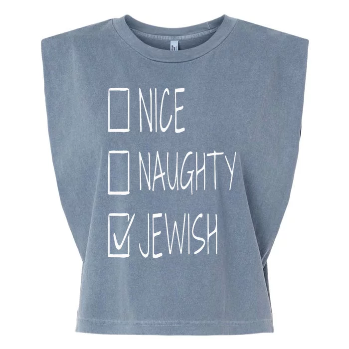 Funny nice naughty jewish for hanukkah hebrew christmas Garment-Dyed Women's Muscle Tee