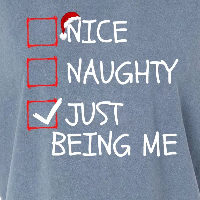 Funny Nice Naughty Just Being Me Funny Christmas Check List Funny Naughty List Garment-Dyed Women's Muscle Tee