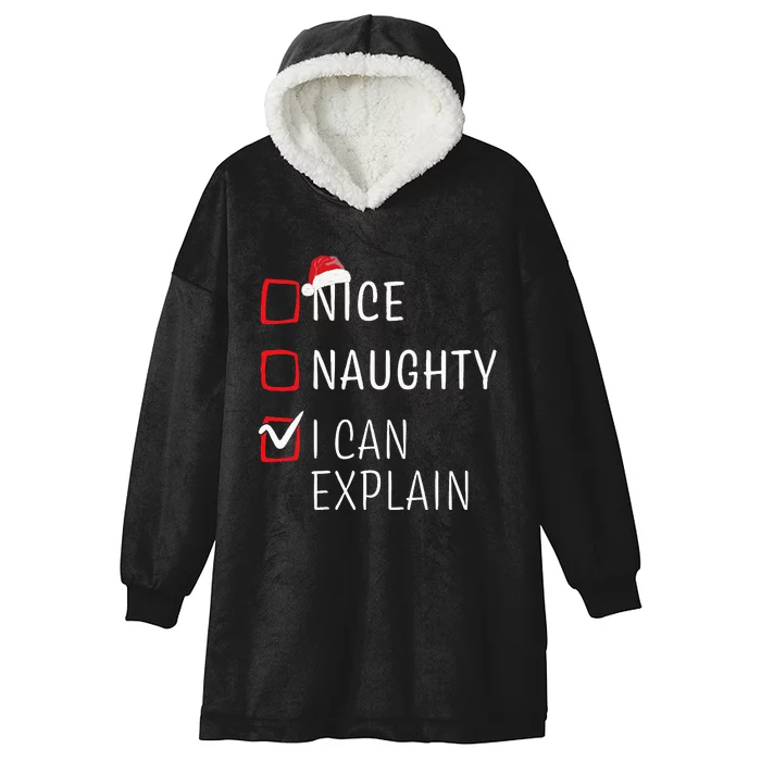 Funny Naughty Nice Christmas Family Pajama Hooded Wearable Blanket