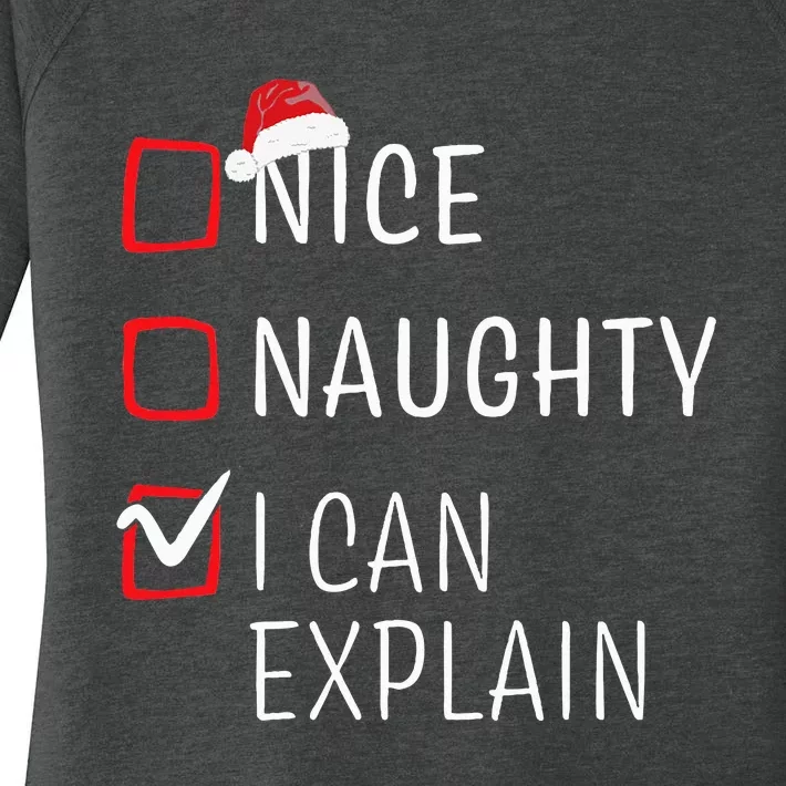 Funny Naughty Nice Christmas Family Pajama Women's Perfect Tri Tunic Long Sleeve Shirt