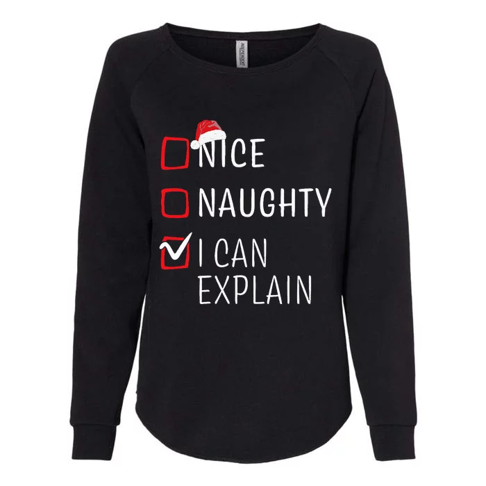 Funny Naughty Nice Christmas Family Pajama Womens California Wash Sweatshirt