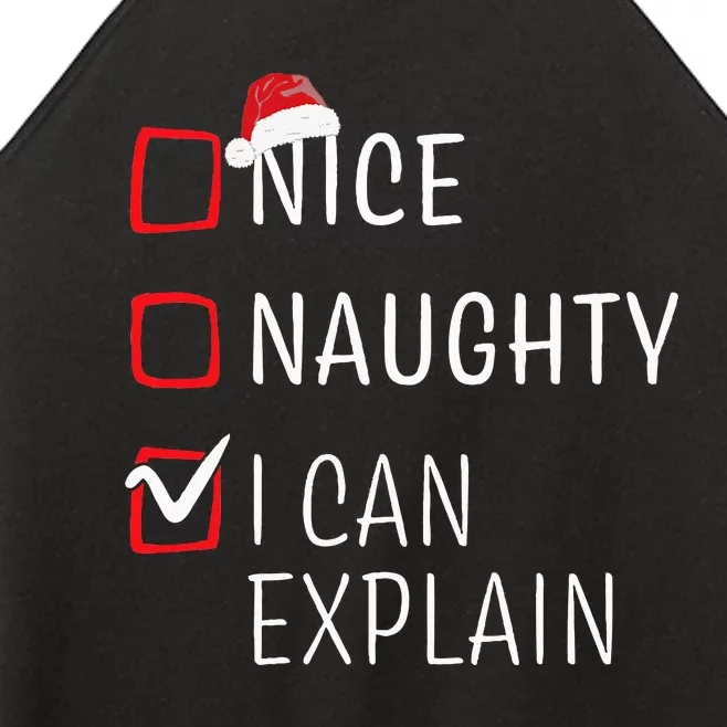 Funny Naughty Nice Christmas Family Pajama Women’s Perfect Tri Rocker Tank