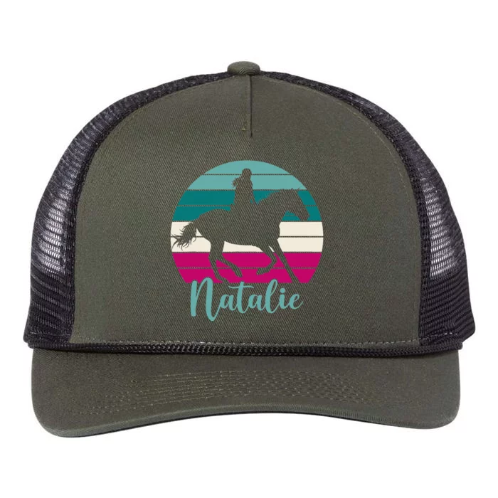 funny Natalie Name Gift Equestrian Natalie Horse Retro Rope Trucker Hat Cap