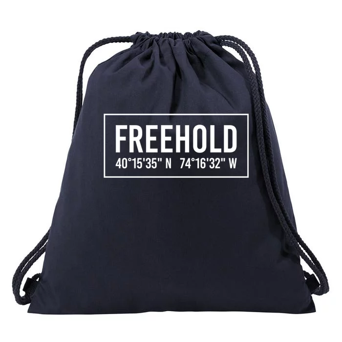 Freehold Nj New Jersey Funny City Coordinates Home Gift Cute Gift Drawstring Bag