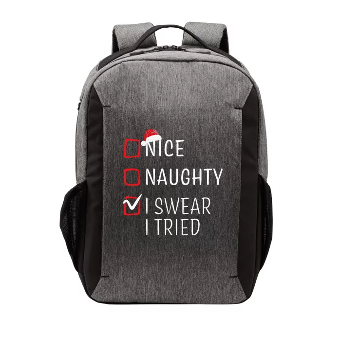 Funny Naughty Nice Christmas Family Pajama Vector Backpack