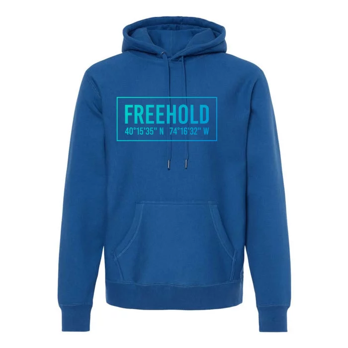 Freehold Nj New Jersey Funny City Coordinates Home Gift Cute Gift Premium Hoodie