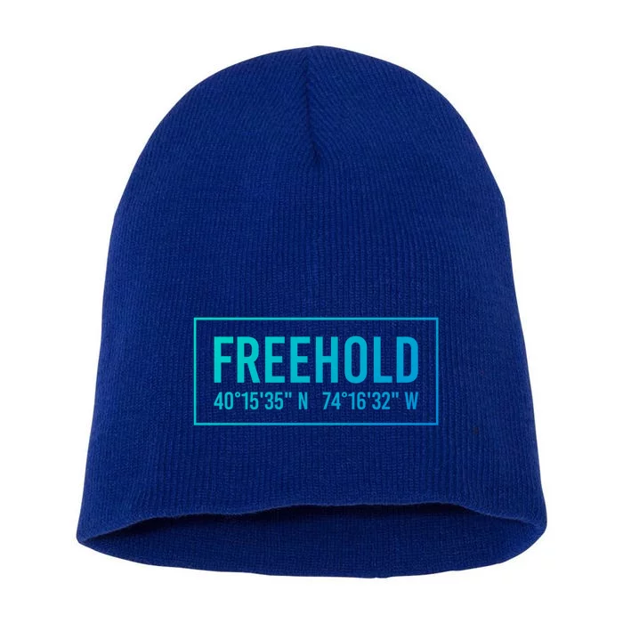 Freehold Nj New Jersey Funny City Coordinates Home Gift Cute Gift Short Acrylic Beanie