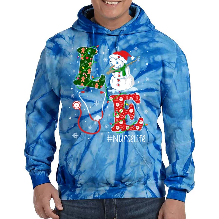 Funny Nurse Nursing Christmas Santa Reindeer Love Nurse Life Gift Tie Dye Hoodie