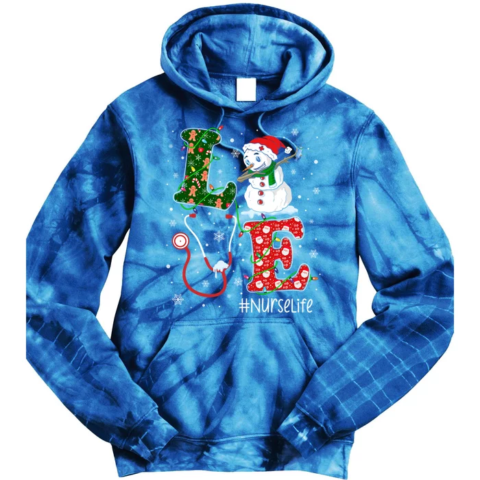 Funny Nurse Nursing Christmas Santa Reindeer Love Nurse Life Gift Tie Dye Hoodie