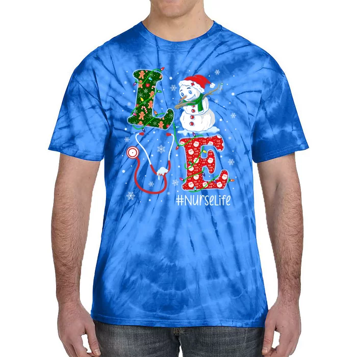 Funny Nurse Nursing Christmas Santa Reindeer Love Nurse Life Gift Tie-Dye T-Shirt