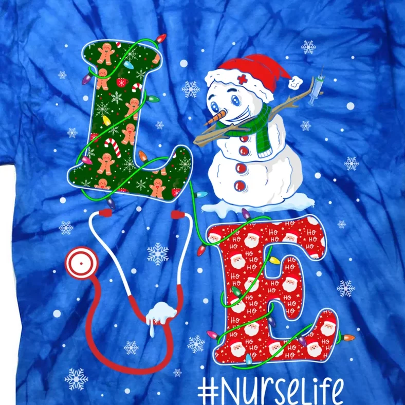 Funny Nurse Nursing Christmas Santa Reindeer Love Nurse Life Gift Tie-Dye T-Shirt