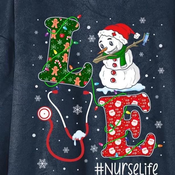 Funny Nurse Nursing Christmas Santa Reindeer Love Nurse Life Gift Hooded Wearable Blanket