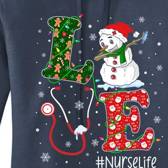 Funny Nurse Nursing Christmas Santa Reindeer Love Nurse Life Gift Women's Pullover Hoodie