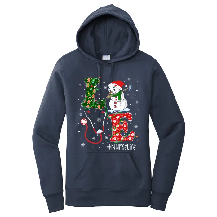 Funny Nurse Nursing Christmas Santa Reindeer Love Nurse Life Gift Women's Pullover Hoodie