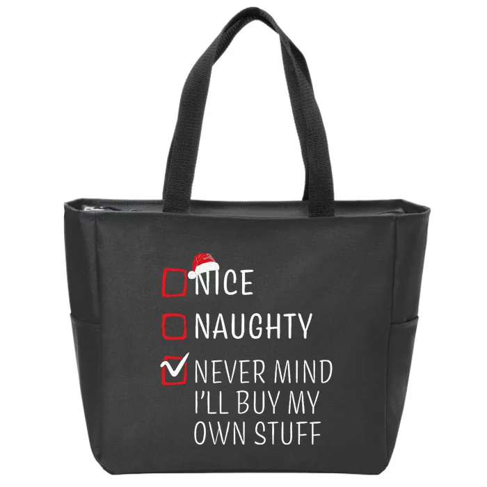 Funny Naughty Nice Christmas Family Pajama Zip Tote Bag