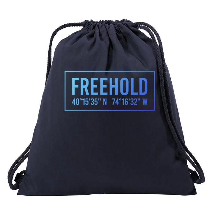 Freehold Nj New Jersey Funny City Coordinates Home Gift Cute Gift Drawstring Bag