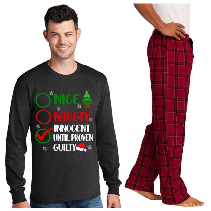 Funny Nice Naughty Innocent Christmas Xmas Long Sleeve Pajama Set