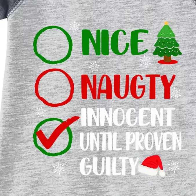 Funny Nice Naughty Innocent Christmas Xmas Infant Baby Jersey Bodysuit