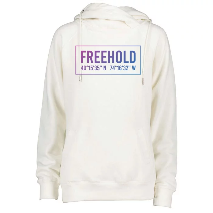 Freehold Nj New Jersey Funny City Coordinates Home Gift Cute Gift Womens Funnel Neck Pullover Hood