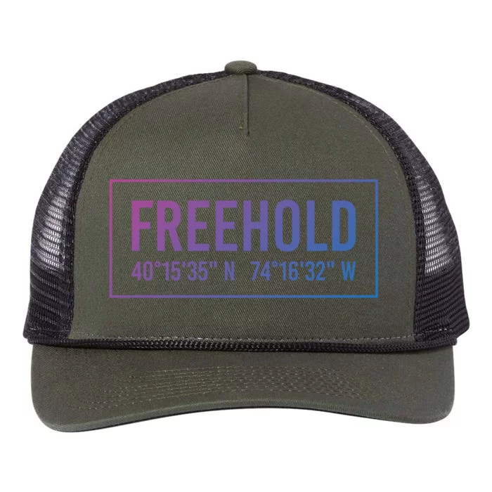 Freehold Nj New Jersey Funny City Coordinates Home Gift Cute Gift Retro Rope Trucker Hat Cap