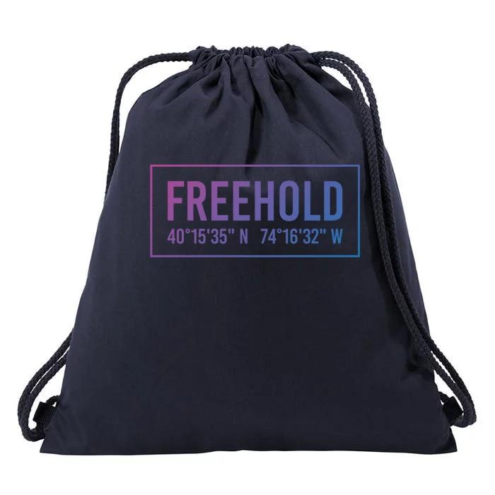 Freehold Nj New Jersey Funny City Coordinates Home Gift Cute Gift Drawstring Bag