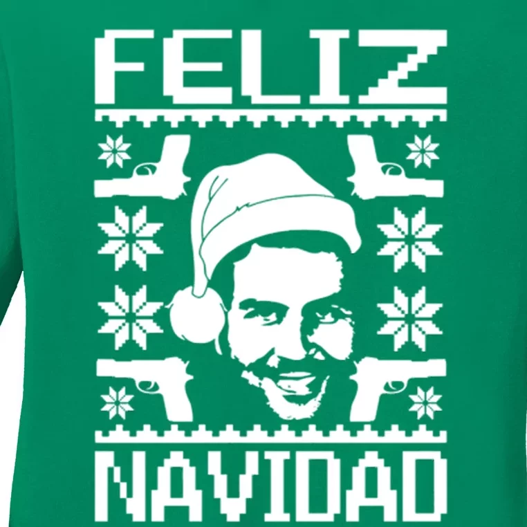 Feliz Navidad Narcos Pablo Escobar Ugly Christmas Ladies Long Sleeve Shirt