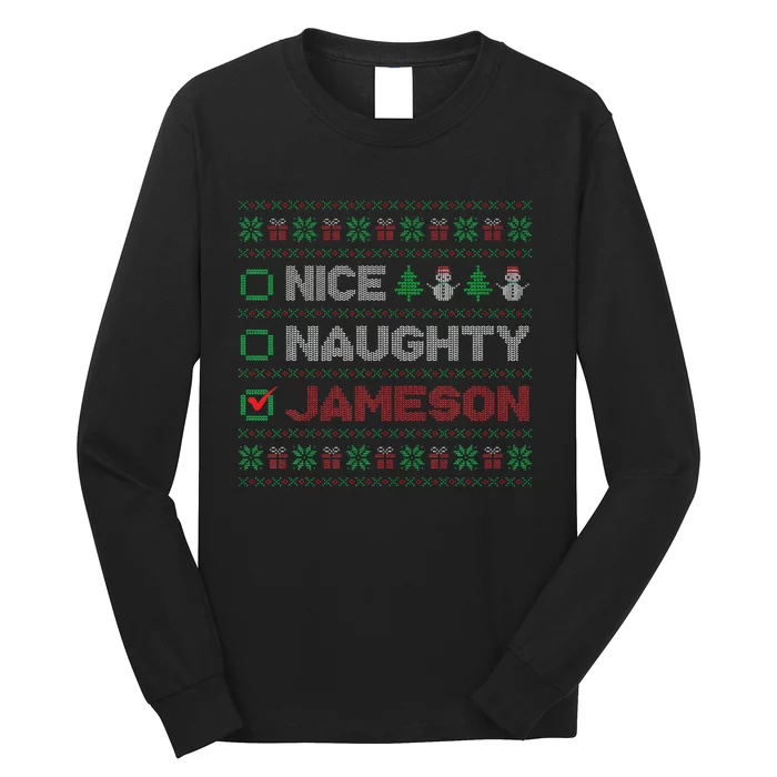 funny Nice Naughty JAMESON Christmas List Ugly Sweater Long Sleeve Shirt