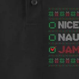 funny Nice Naughty JAMESON Christmas List Ugly Sweater Dry Zone Grid Performance Polo