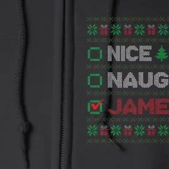 funny Nice Naughty JAMESON Christmas List Ugly Sweater Full Zip Hoodie