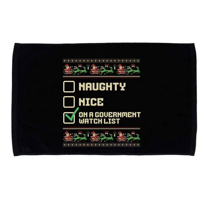 Funny Naughty Nice On A Governt Watch List Christmas Xmas Funny Gift Microfiber Hand Towel