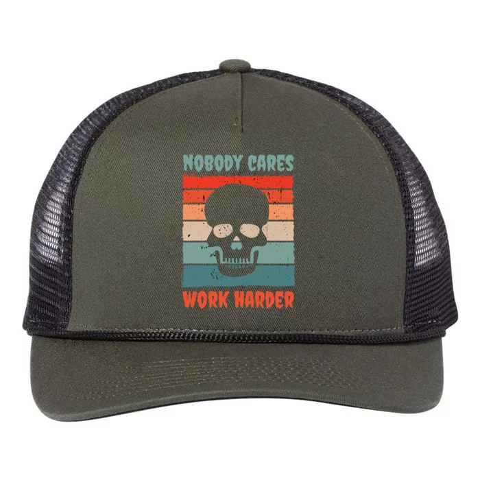 Funny No One Cares Work Harder Meme Nobody Cares Work Harder Quote Shirt Retro Rope Trucker Hat Cap