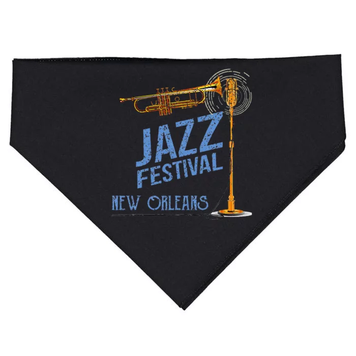 Funny New Orleans Festival Of Jazz Music Louisiana Gifts USA-Made Doggie Bandana