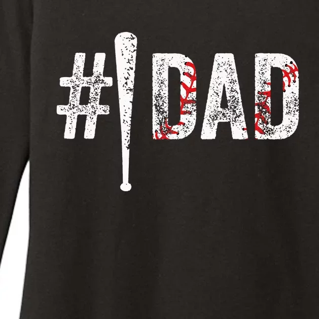 funny Number One Baseball Dad for Fathers Day Womens CVC Long Sleeve Shirt