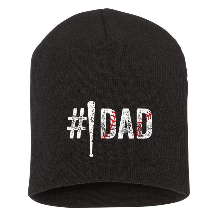 funny Number One Baseball Dad for Fathers Day Short Acrylic Beanie