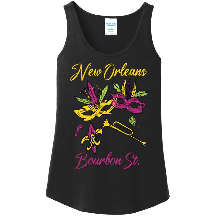 French New Orleans Mardi Gras Souvenir Bourbon Street Ladies Essential Tank