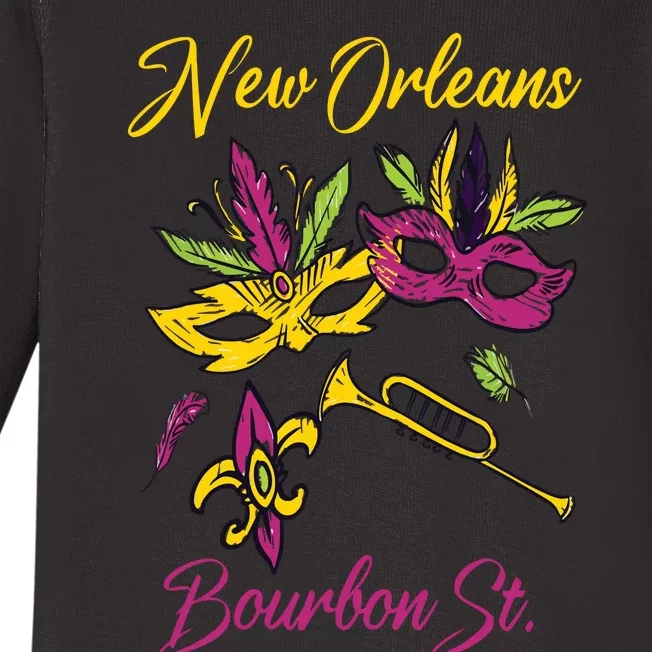 French New Orleans Mardi Gras Souvenir Bourbon Street Baby Long Sleeve Bodysuit