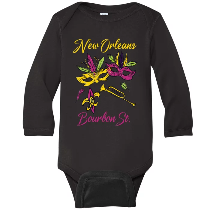 French New Orleans Mardi Gras Souvenir Bourbon Street Baby Long Sleeve Bodysuit