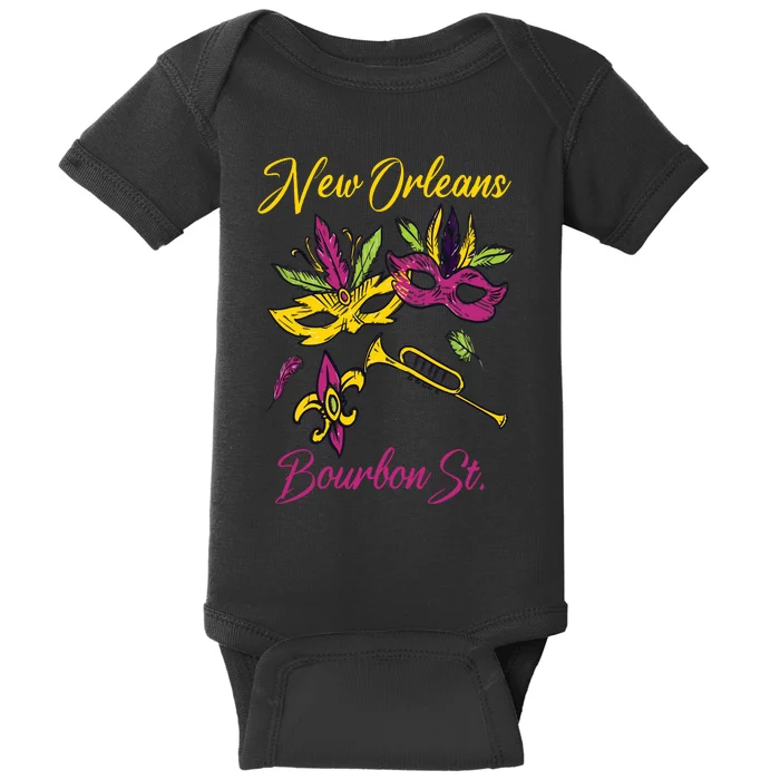 French New Orleans Mardi Gras Souvenir Bourbon Street Baby Bodysuit