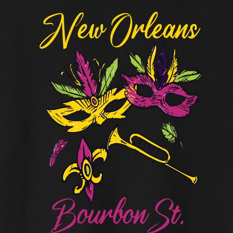 French New Orleans Mardi Gras Souvenir Bourbon Street Women's Crop Top Tee